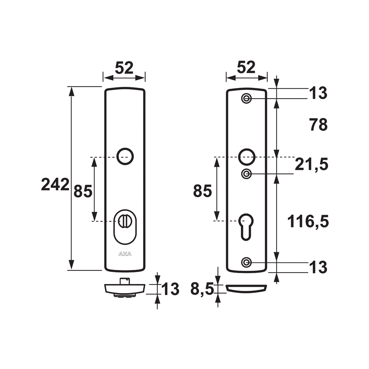 Security backplates Curve Plus PC85 core protection - AXA Home Security 🇬🇧
